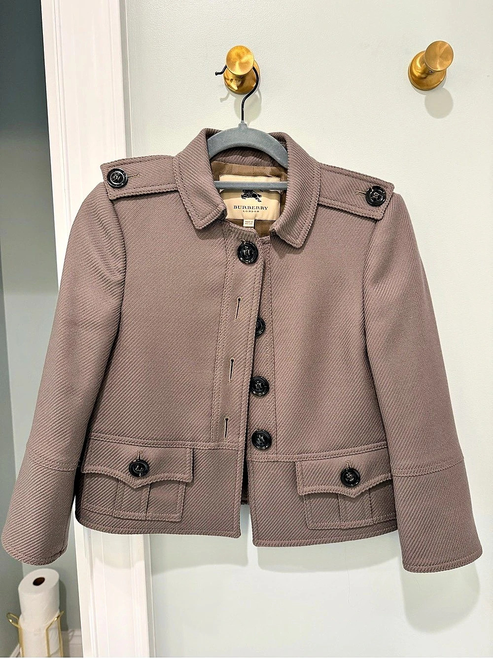 Burberry London Taupe Jacket & Skirt Suit Set – Jacket 4 / Skirt 6